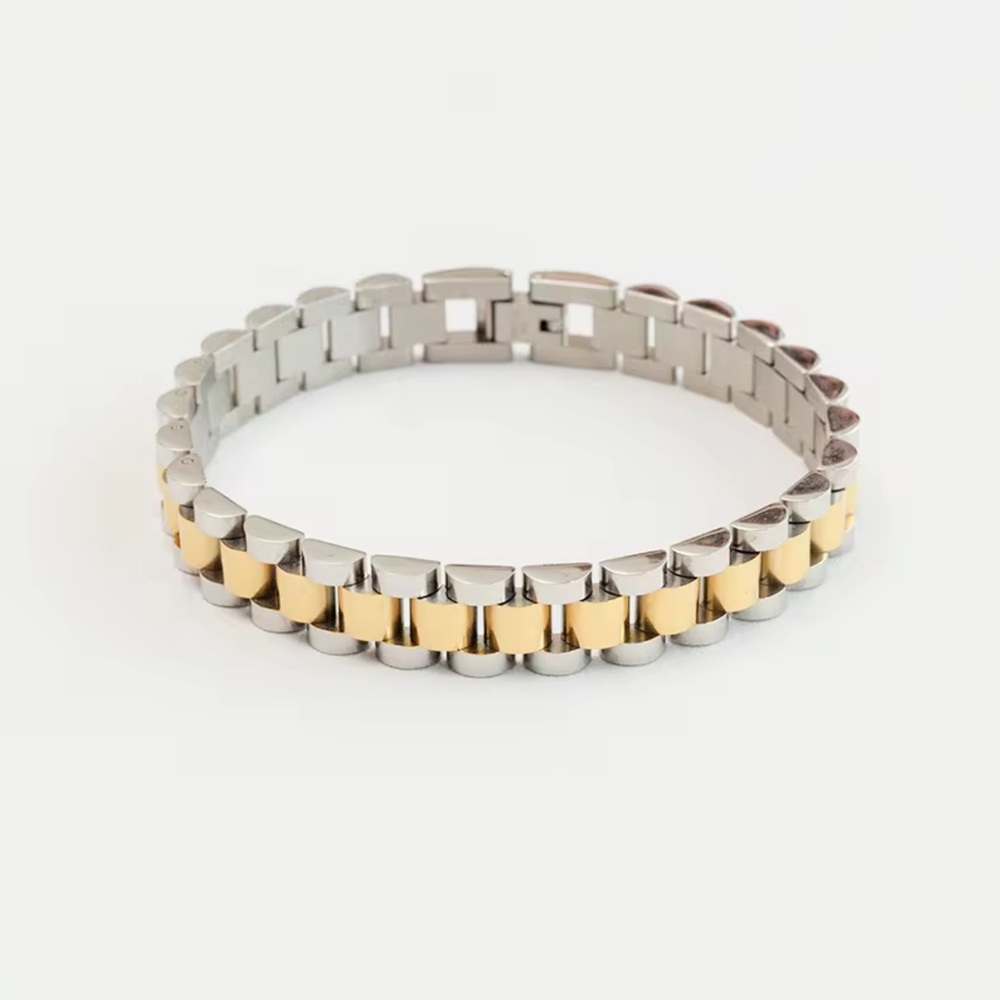 Elegant Two-Tone Silver & Gold Link Bracelet